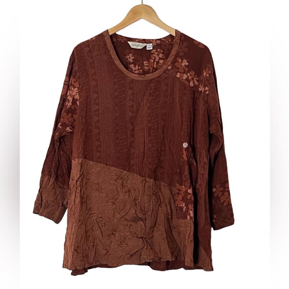 Lyng | Artsy Lagenlook hippie boho loose fit tunic blouse size extra lar…